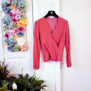 Cooperative Red Long sleeve V-neck Floral Top S